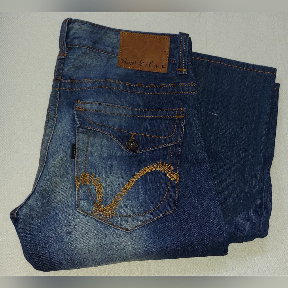 RIVET DE CRU J5 187-119B MENS DISTRESSED COTTON STRAIGHT JEANS SIZE 34 X 34 NWOT